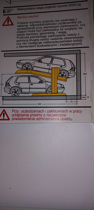 Podnośnik parkingowy samochodowy