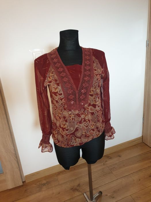 bluzka z haftem boho zwiewna S