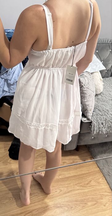 Biała sukienka boho NA -KD S NOWA z metką Koronka