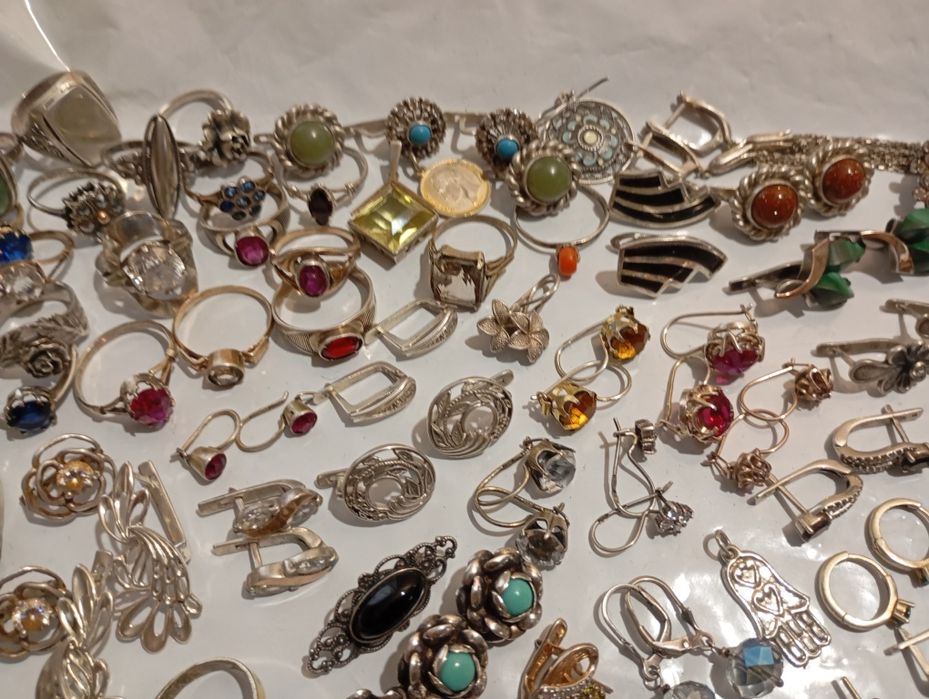 Серебряные серьги разное серебро винтаж