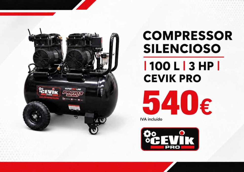 Compressor Silencioso CEVIK PRO de 100 litros e 3 HP LL29