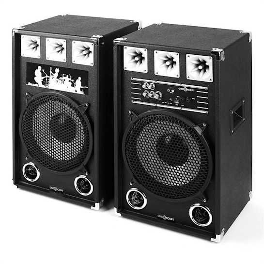 Colunas PA amplificada USB microSD AUX MIC 800W - preto