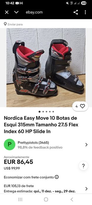 Botas de esqui usadas