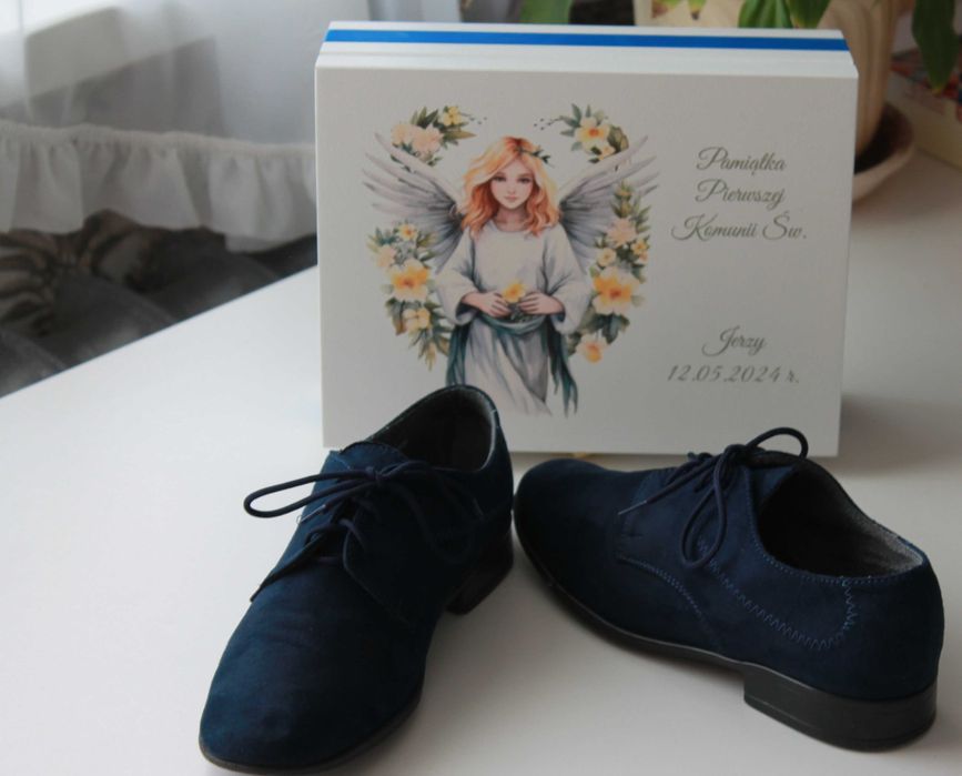 Eleganckie skórzane półbuty chłopięce (r. 34, dł. 22.5 cm)