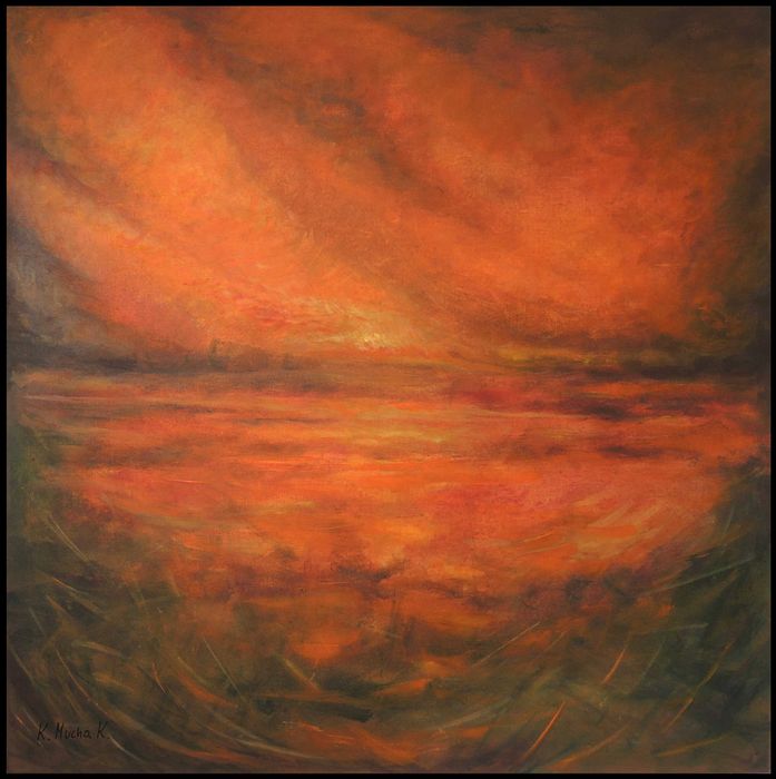 Ręcznie malowany nowoczesny obraz - abstrakcja do salonu 80x80  Kraków