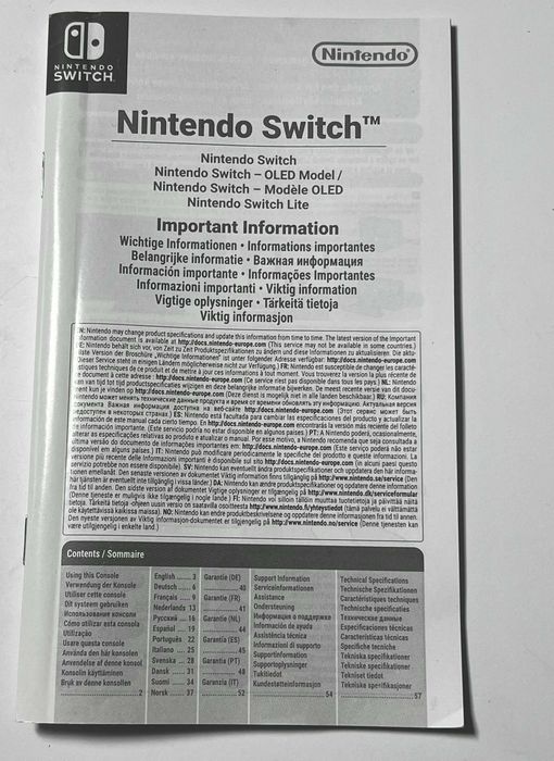 Instrukcja obsługi Konsola NINTENDO Switch, Oled, Lite