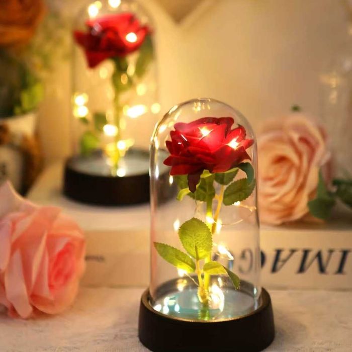 Rosa Eterna com Luzes LED Presente Romântico e Decorativo NOVO