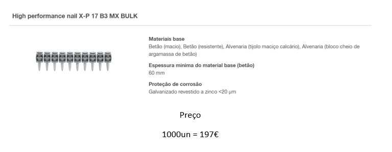 Pregos Hilti para Betão
