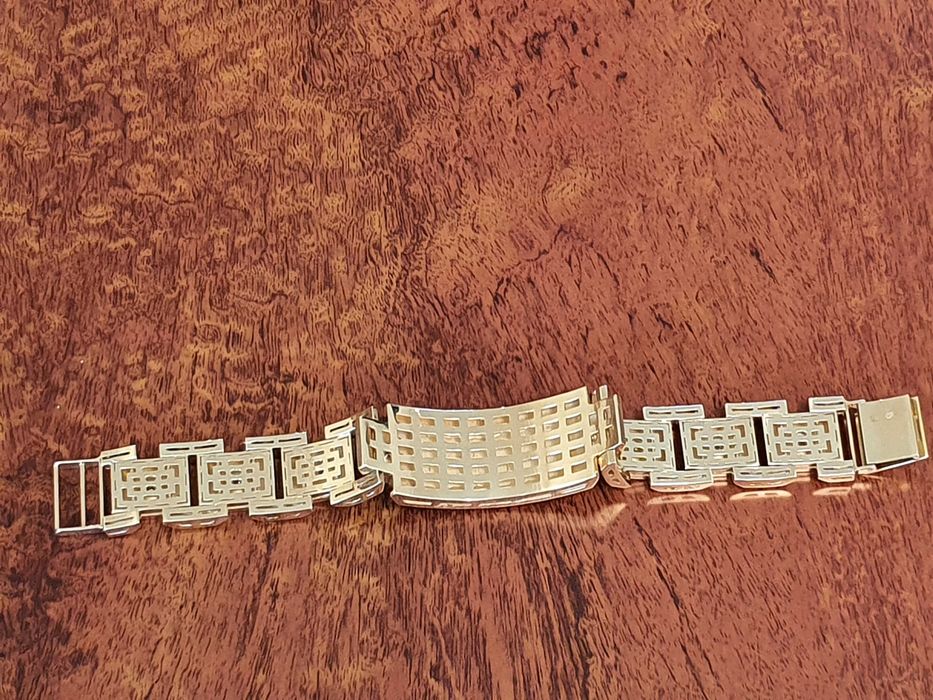 ZŁOTA BRANSOLETKA Waga-94,4 gr.Z Diamentami-585próba-Ręcznie Robiona.