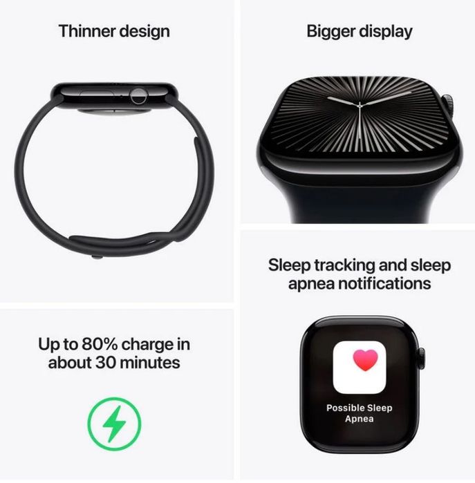 Apple Watch Series 10 GPS 46 mm (preto)- novo, 3 anos de garantia