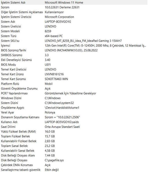 Laptop Lenovo IdeaPad Gaming 3 15IAH7 165Hz 16GB 512SSD RTX3050