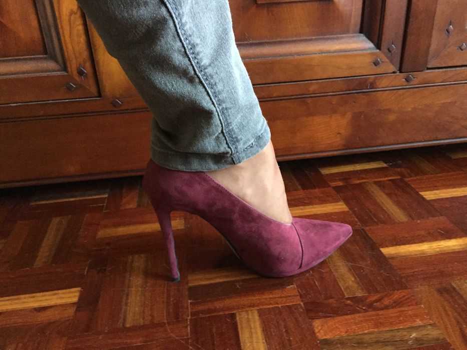 Sapatos de Senhora - OSMOSE (Paris) - Salto Alto Camurça Bordeaux