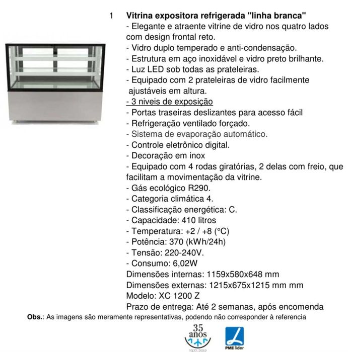 Vitrine expositora refrigerada