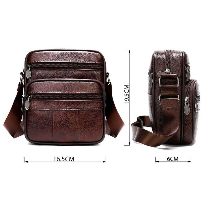 Чоловіча сумка з натуральної італійської шкіри, коричнева, Польща