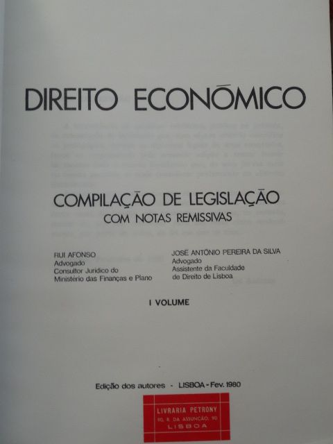 Direito Económico de Rui Afonso - 2 Volumes