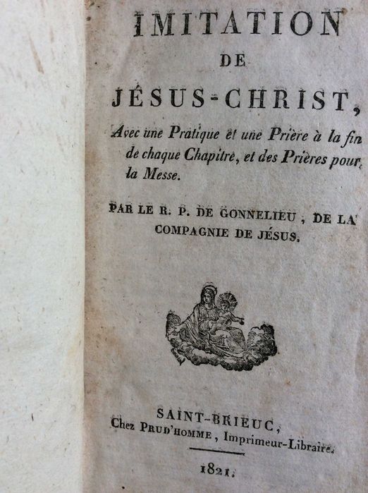 L'Imitation de Jesus-Christ, 1821. Raro. Ver nota importante na descr.