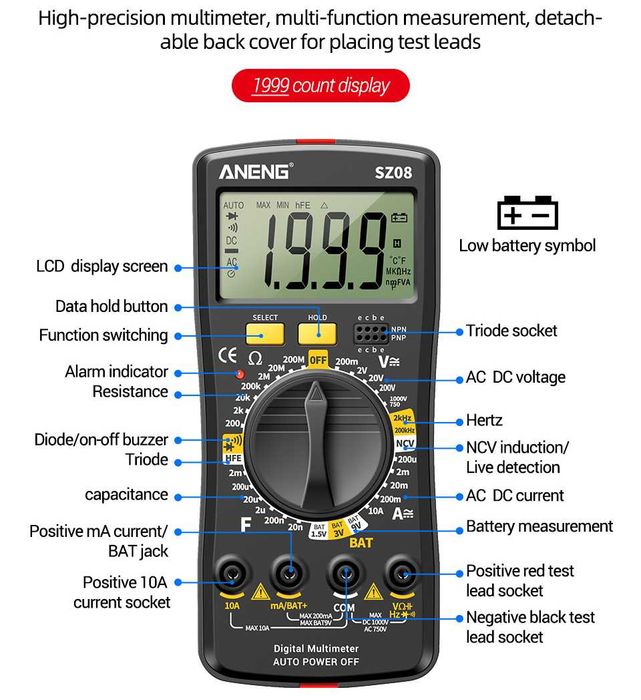 ANENG SZ08 і SZ08 PRO Гарантія Мультиметр тестер