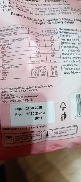 Zestaw granoli owocowej