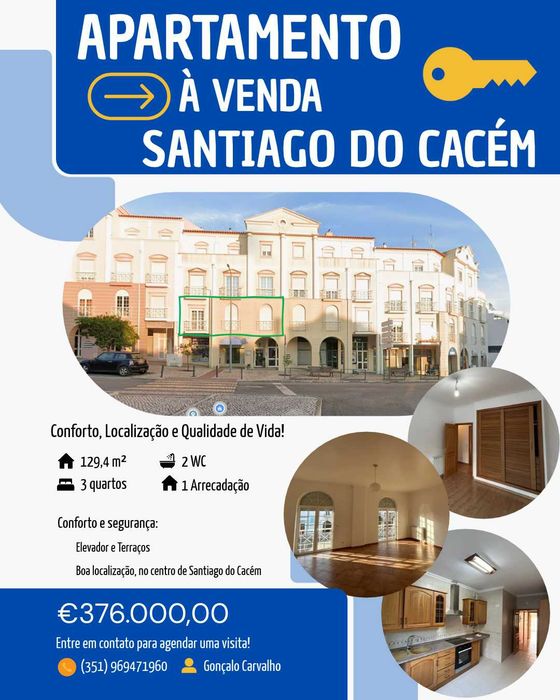 Apartamento T3 em Santiago do Cacém, Santa Cruz e São Bartolomeu da Serra, €376.000