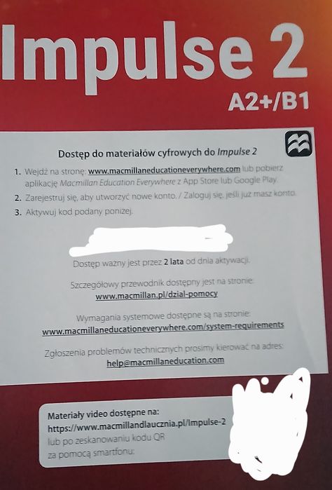 Sprzedam podręcznik "Impulse 2" – Macmillan Education, poziom A2+/B1, język angielski dla szkół ponadpodstawowych.
