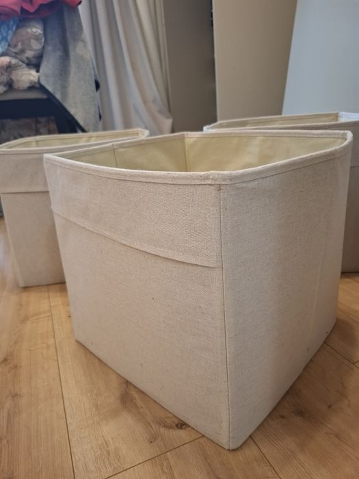Kosz pudełko tkanina len naturalny