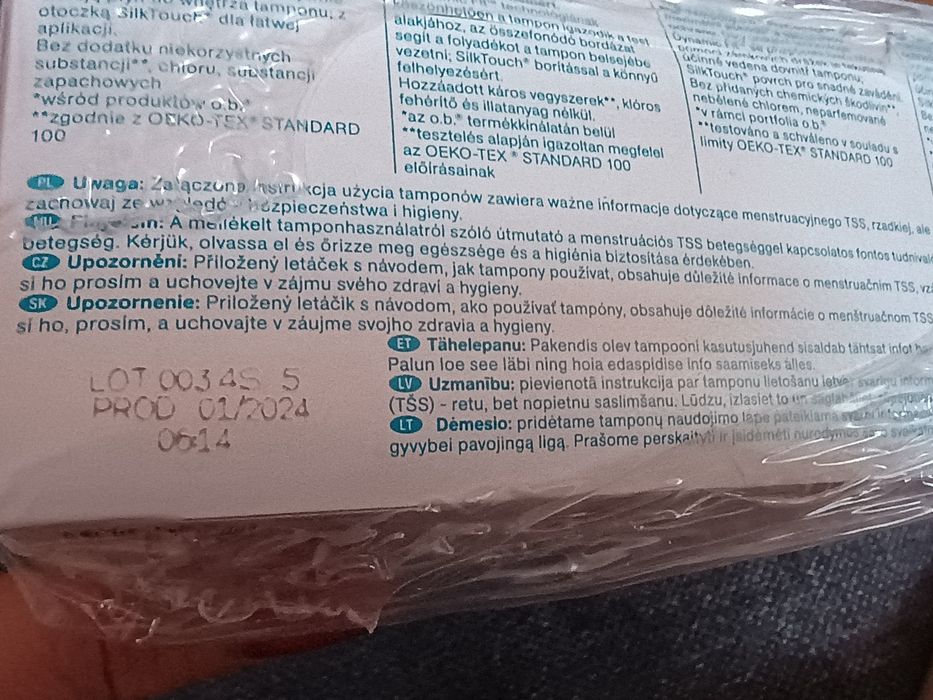 Tampony 6 paczek po 16 sztuk