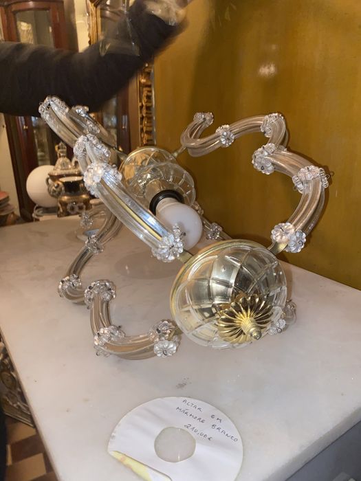 Dois Candeeiros Em Cristal (Um De Teto E Outro Aplique De Parede)