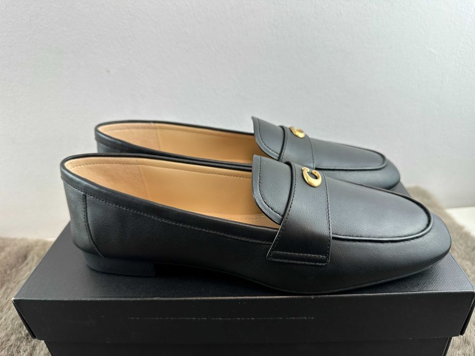 Buty damskie czarne skórzane półbuty mokasyny Coach Sculpted 40