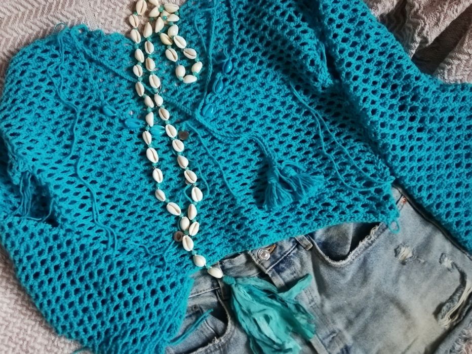 Długi naszyjnik z muszelek i kamieni naturalnych BOHO3GIRLS chwost