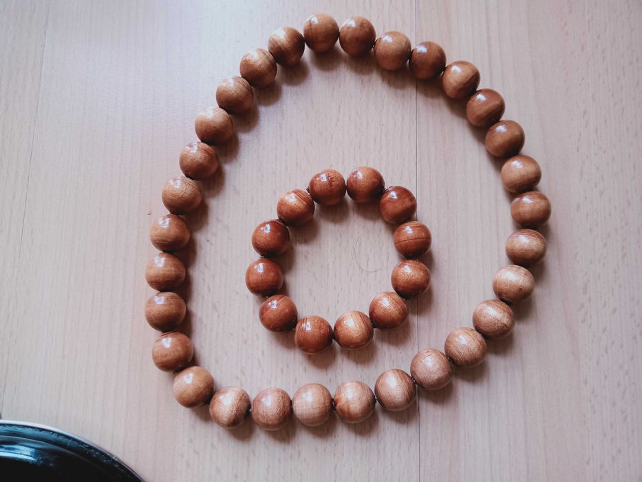 Drewniany naszyjnik korale + bransoletka
