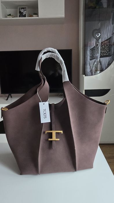 Torebka shopperka zamszowa