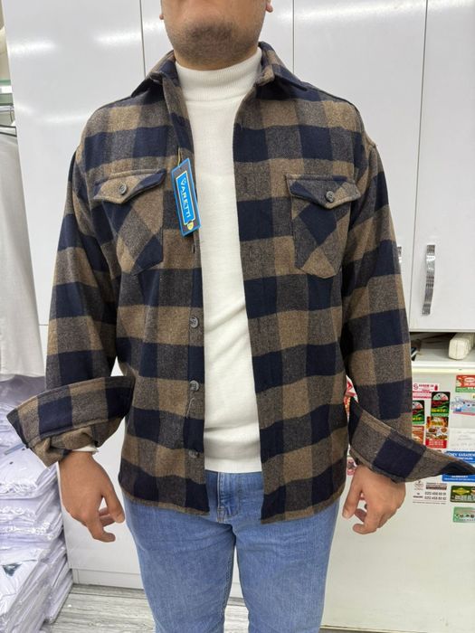 Тепла чоловіча сорочка кашимір байка мужская рубашка теплая плотна