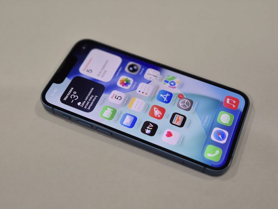 ŁADNY Telefon Apple Iphone 13 Mini 128 Niebieski BAT.100% DZIERŻONIÓW