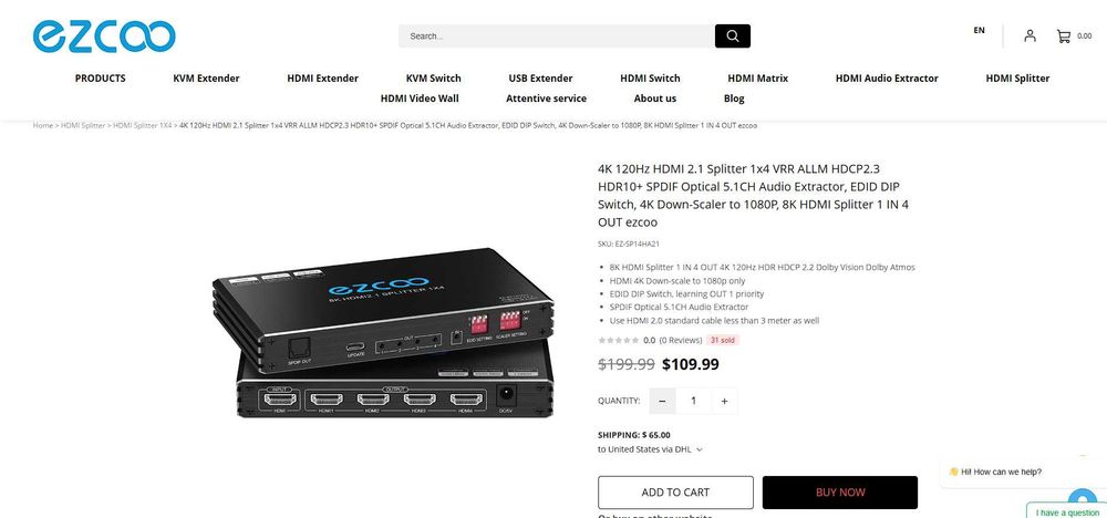 EZCOO EZ-SP14HA21 8K / 4K 120Hz  . HDMI 2.1 Splitter Scaler , audioextractor , KVM switch , converter .(HDMI комбайн . сплиттер , аудиоэкстрактор и тд