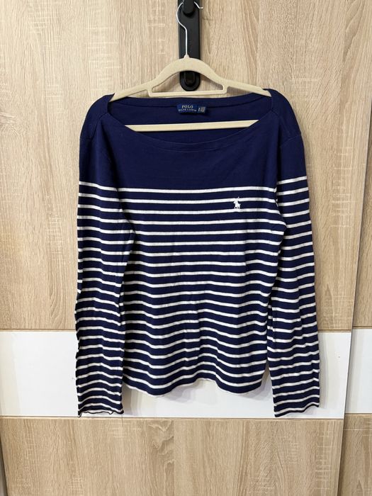 Sweter Polo Ralph Lauren XL granatowo-biały w paski nowsza kolekcja