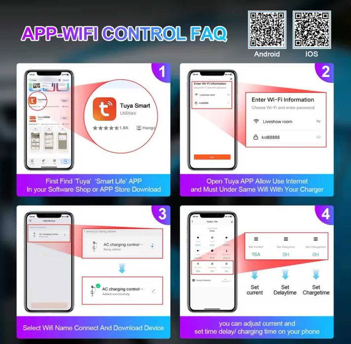 Portable Charger 7 kW - 32A - with APP - Wall Mount - Carrying Bag64738566815619123