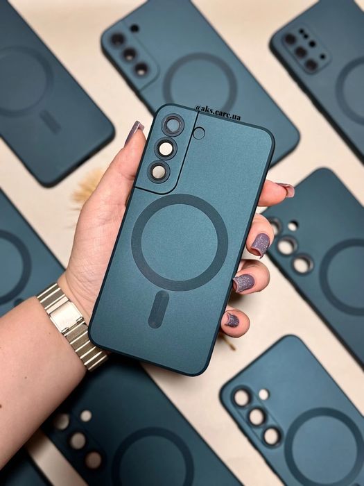 Зелений смарагд силіконовий чохол Magsafe з лінзами Samsung A/S/Note