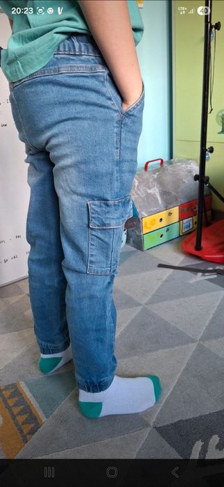 2 pary nowe joggery spodnie chłopięce cargo 134 140