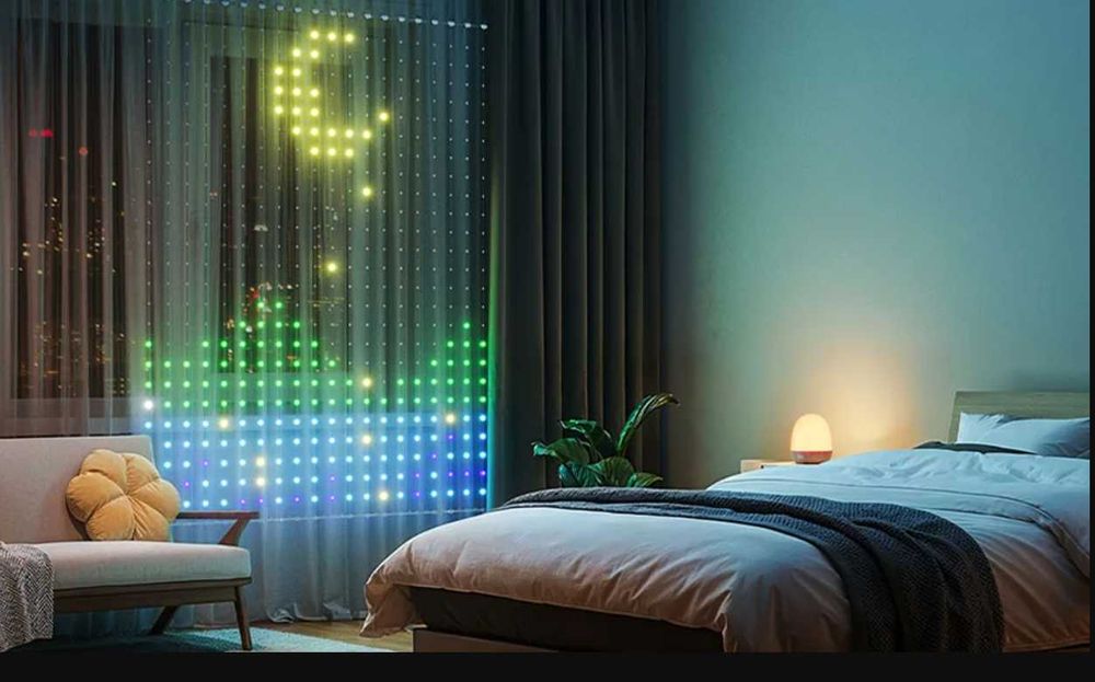 умная гирлянда штора  3х2м, 400 светодиодный rgb, SKF 8 Bluetooth