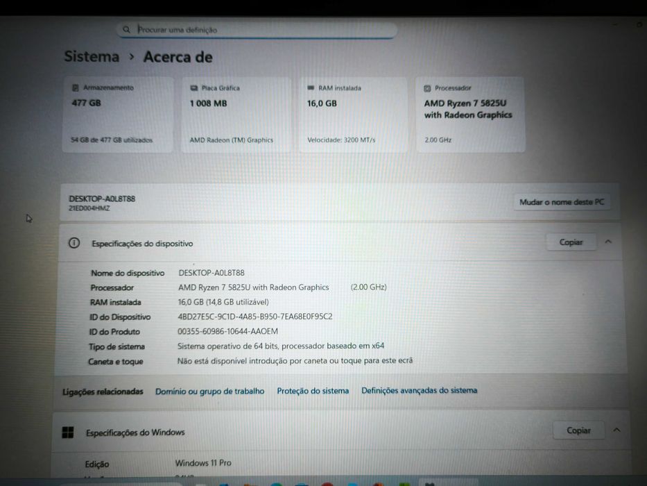 Portátil Lenovo ThinkPad E15 Gen 4 AMD Ryzen 7 5825U