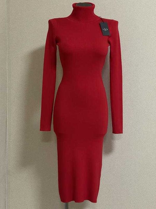 Облягаюча,ефектна сукня-гольф у мікро рубчик, віскоза, вовна,на XXS-M