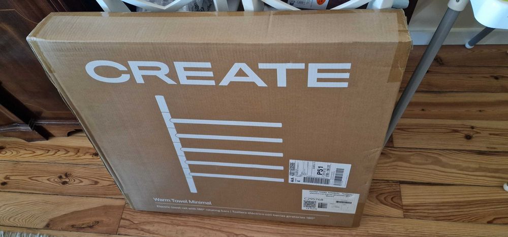CREATE - Toalheiro elétrico 80W com barras giratórias de 180º - Branco