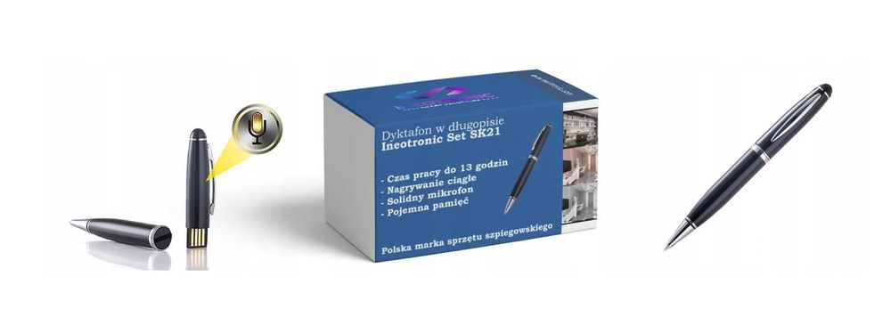 DŁUGOPIS Szpiegowski Mini Dyktafon Podsłuch Karta SD (GRATIS)