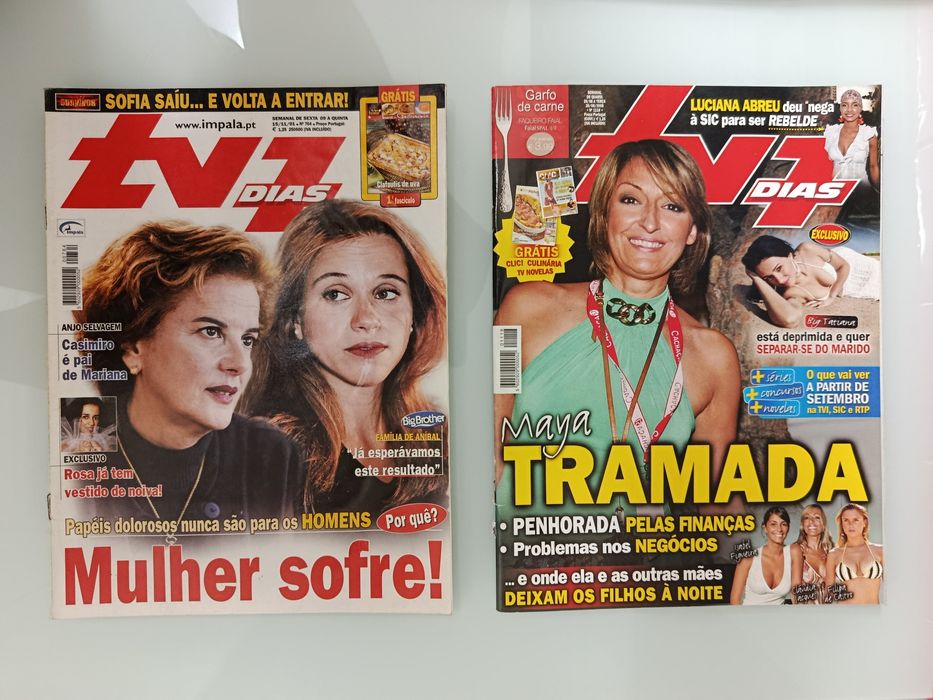 Revistas: Caras, VIP, TV 7 Dias, TV Guia, TV Mais