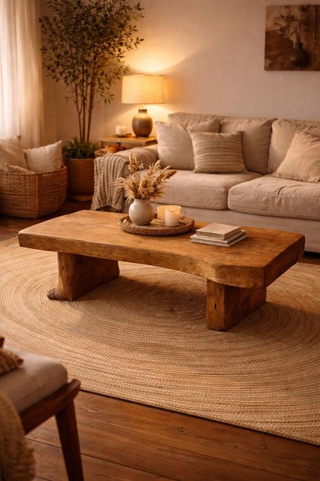 Mesa rústica em madeira maciça – peça única