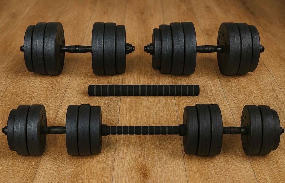 30 kg 15x2 – 2w1 Hantle regulowane bitumiczne gryf sztanga Zestaw NOWY