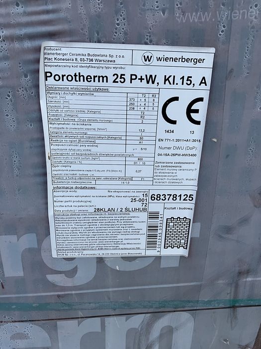 Wienerberger Porotherm 25cm