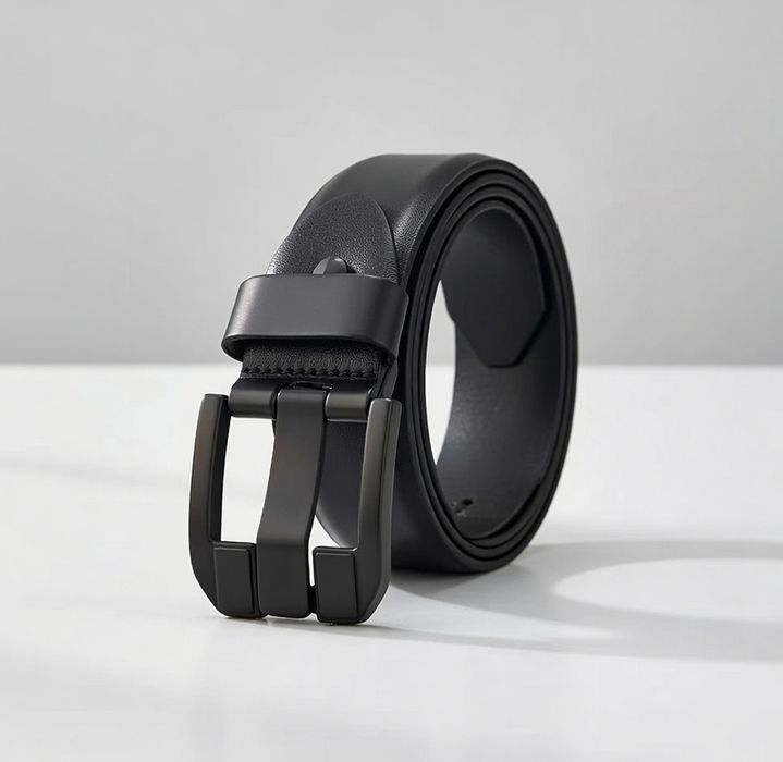 Pasek czarny klamrą ze stopu - elegancki design paska, dł.120cm, nowy.