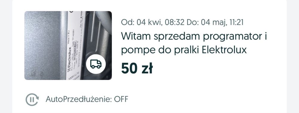 Sprzedam programator i pompe do pralki elektrolux EWT11262ILW