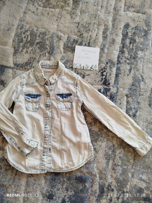 Elegancka koszula sprana ala jeans dżins lefties 98 2-3 lata